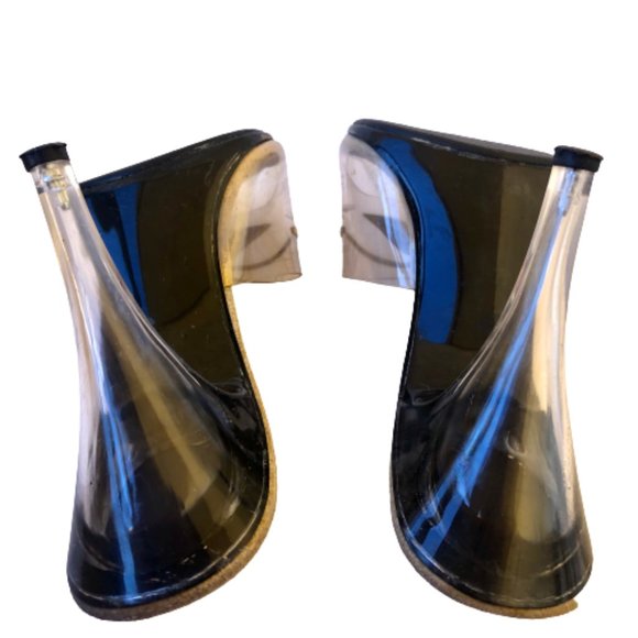 Vintage 80's Clear Transparent Vinyl Upper & Heel Sandal Slide Womens 8 - Picture 10 of 13